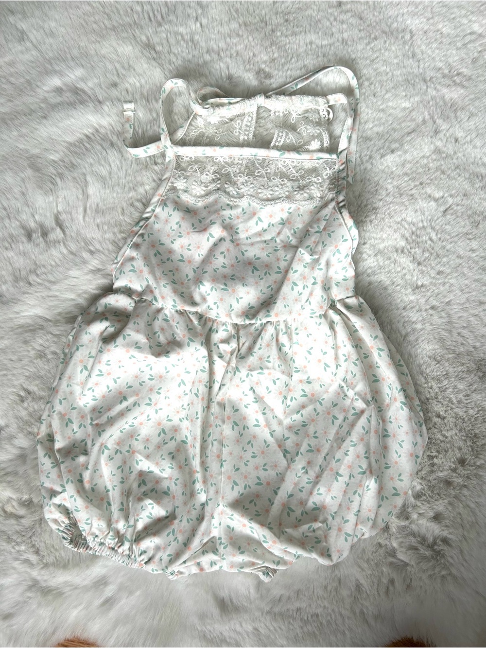 Bailey’s Blossoms Felicity White Floral Lace Back Infant Romper 18-24 MOS